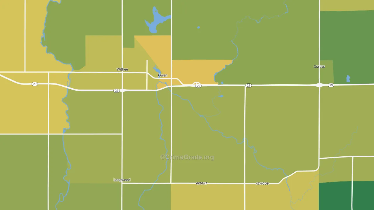 Owen, WI Map of Drug-Related Crime Rates