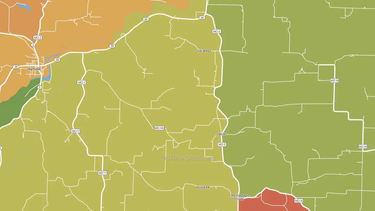 Owens, MO Map of Drug-Related Crime Rates