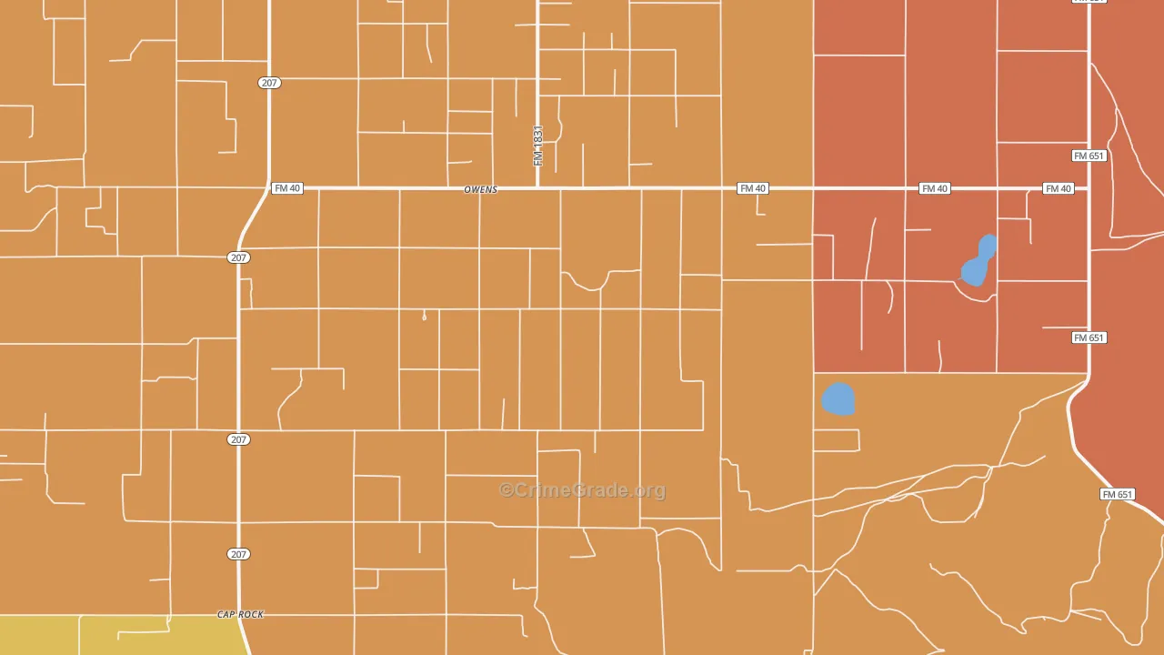 Owens, TX Map of Drug-Related Crime Rates