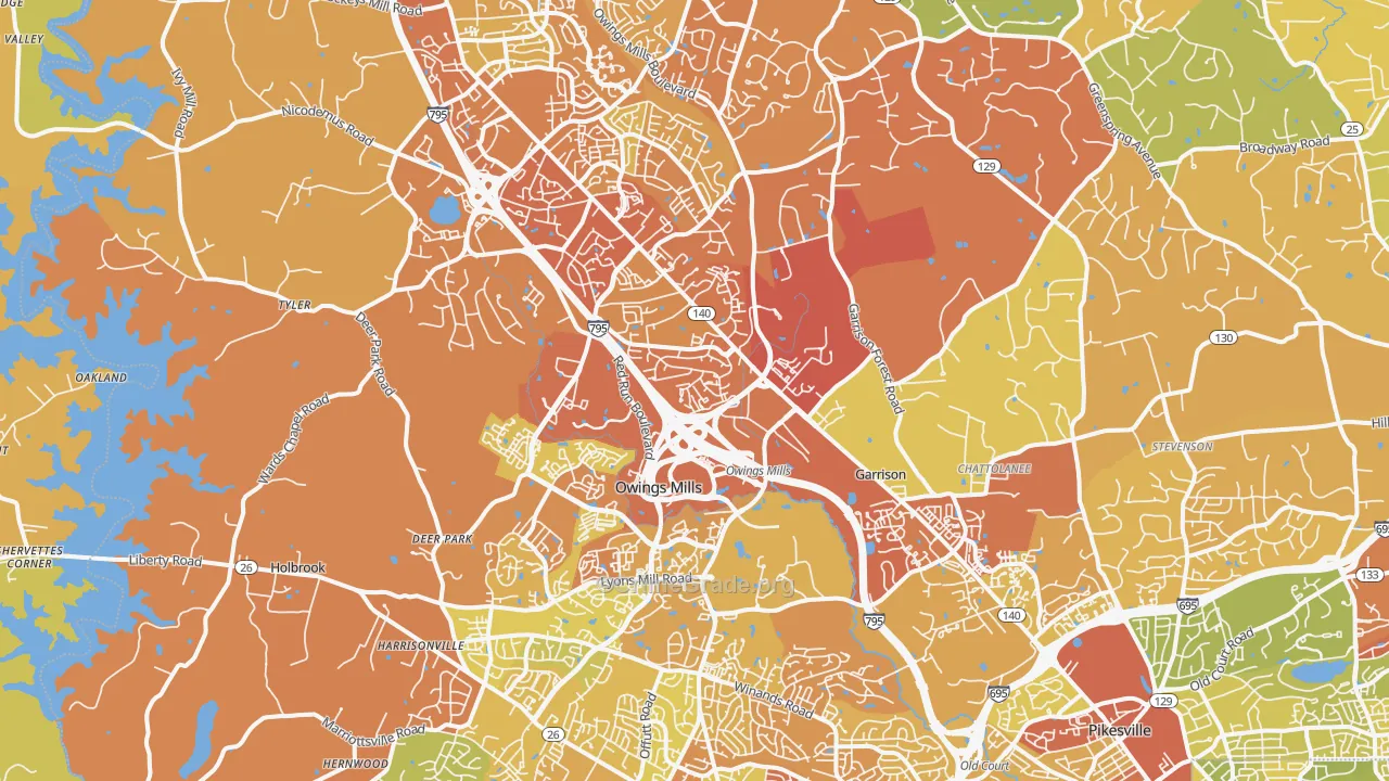 Owings Mills, MD Map of Drug-Related Crime Rates