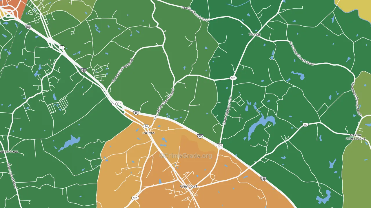 Owings, SC Map of Drug-Related Crime Rates