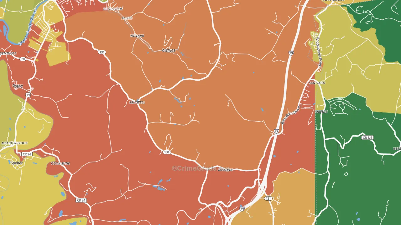 Owings, WV Map of Drug-Related Crime Rates