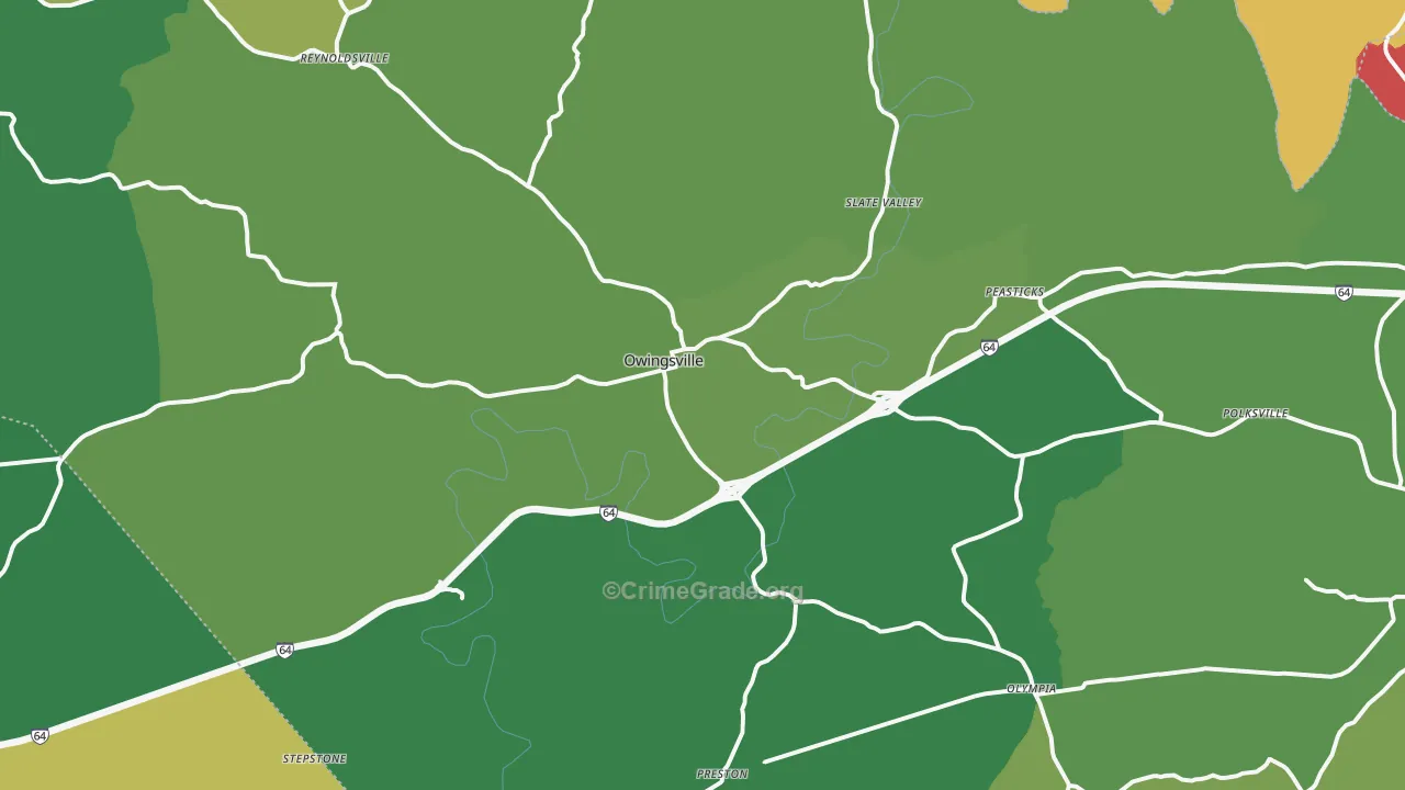 Owingsville, KY Map of Drug-Related Crime Rates