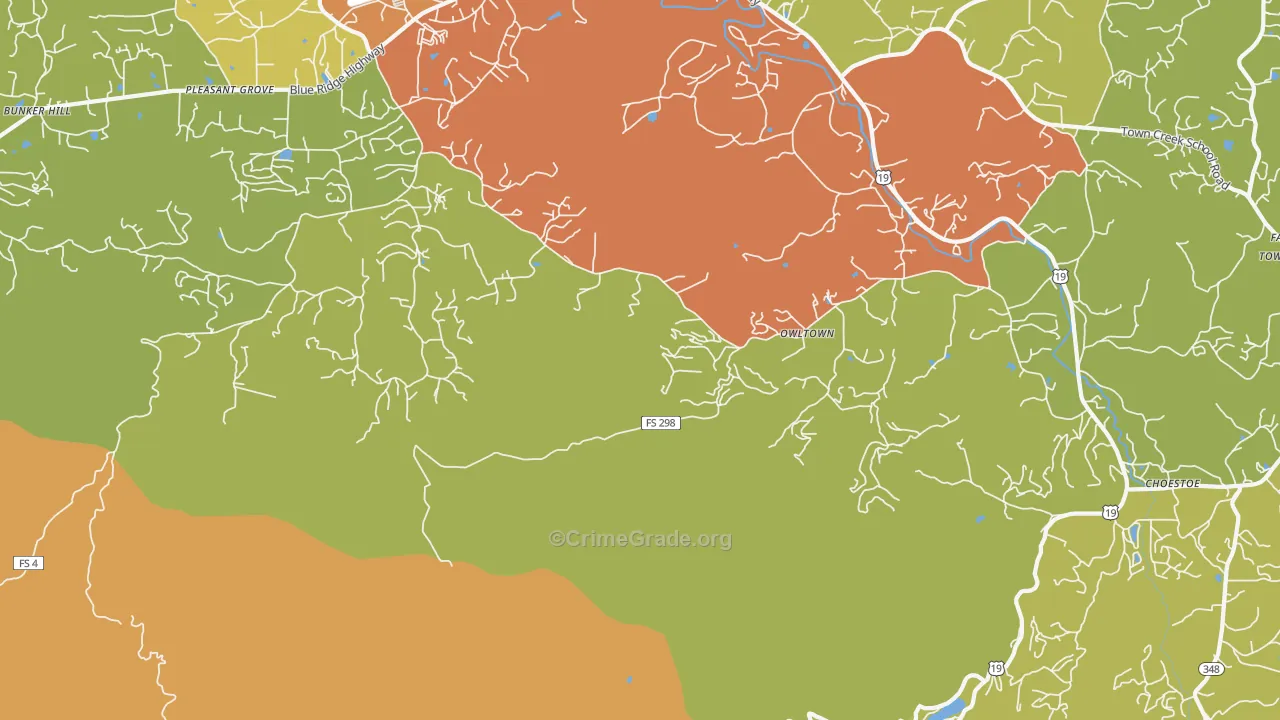 Owltown, GA Map of Drug-Related Crime Rates