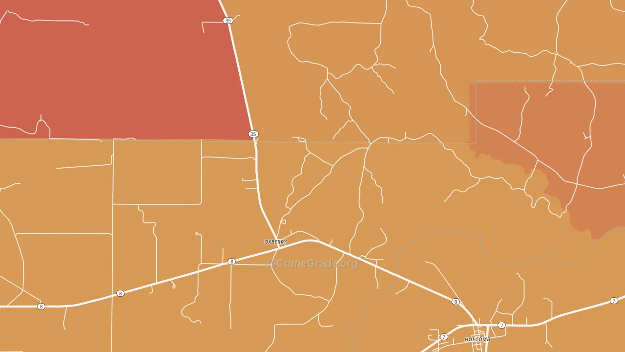 Oxberry, MS Map of Drug-Related Crime Rates
