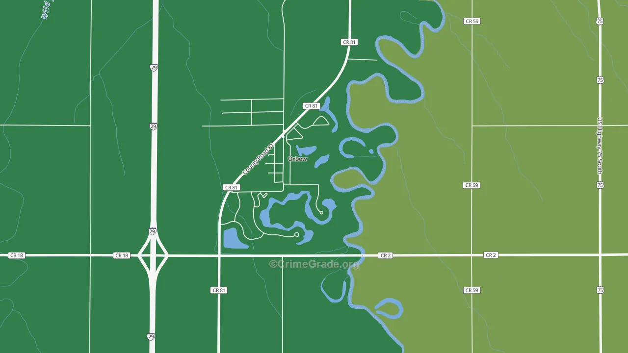 Oxbow, ND Map of Drug-Related Crime Rates