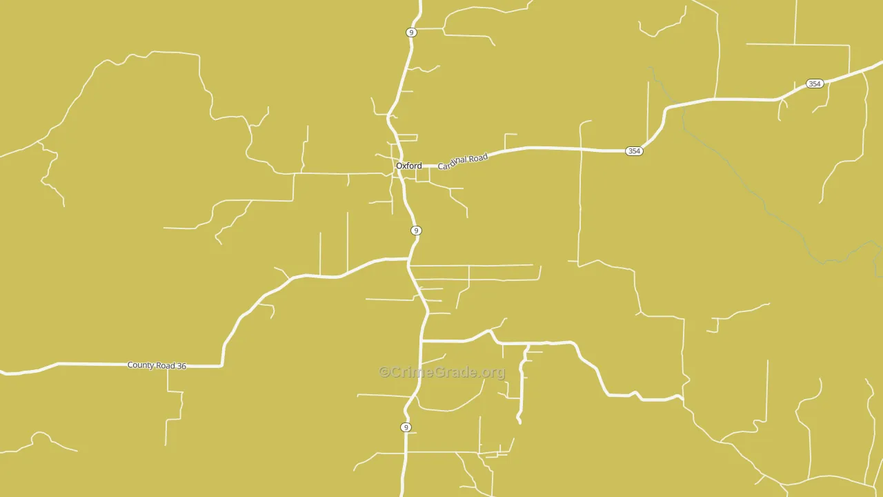 Oxford, AR Map of Drug-Related Crime Rates
