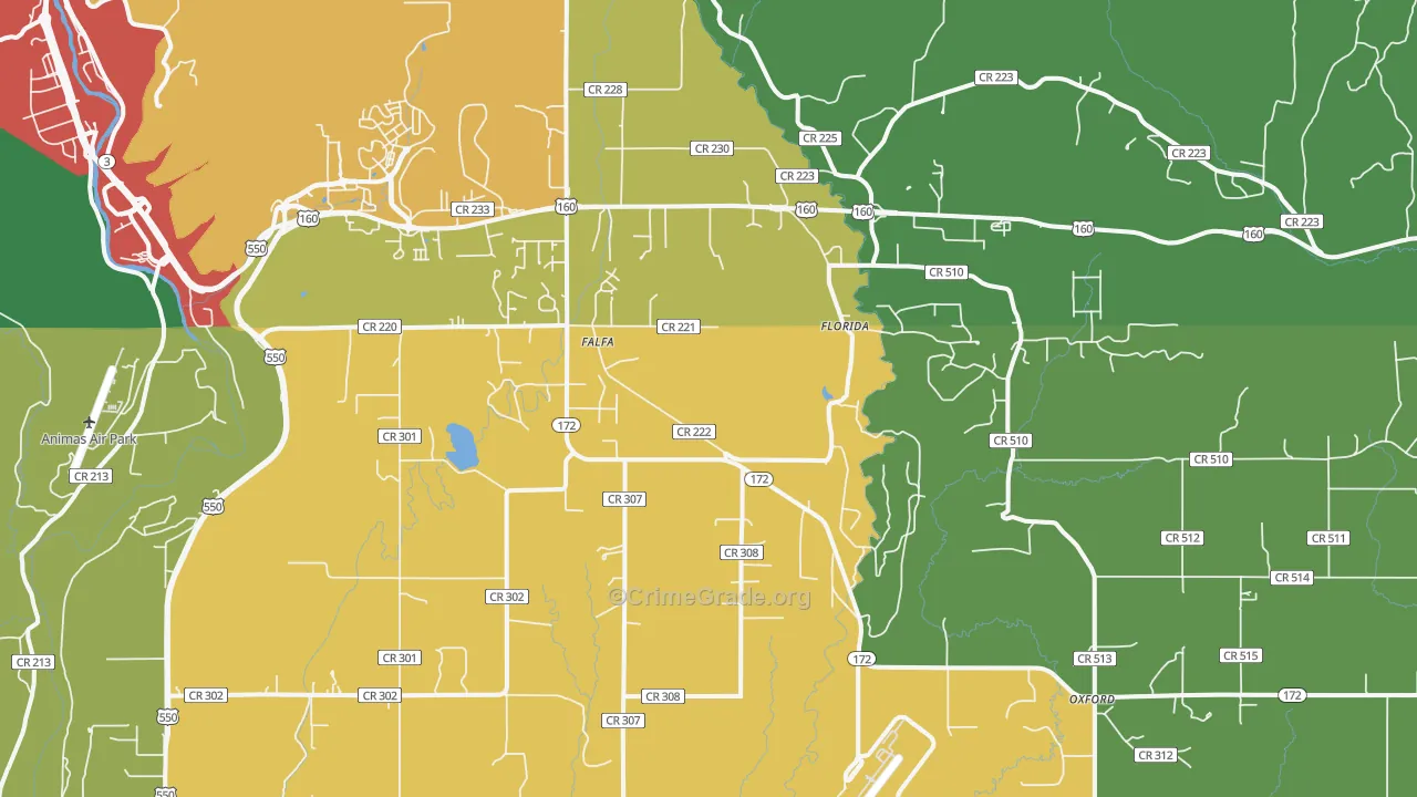 Oxford, CO Map of Drug-Related Crime Rates