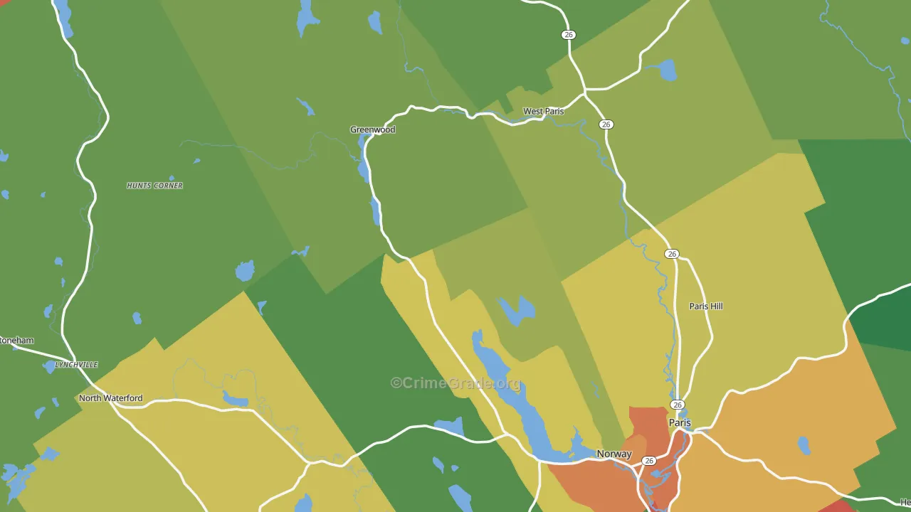 Oxford County, ME Map of Drug-Related Crime Rates