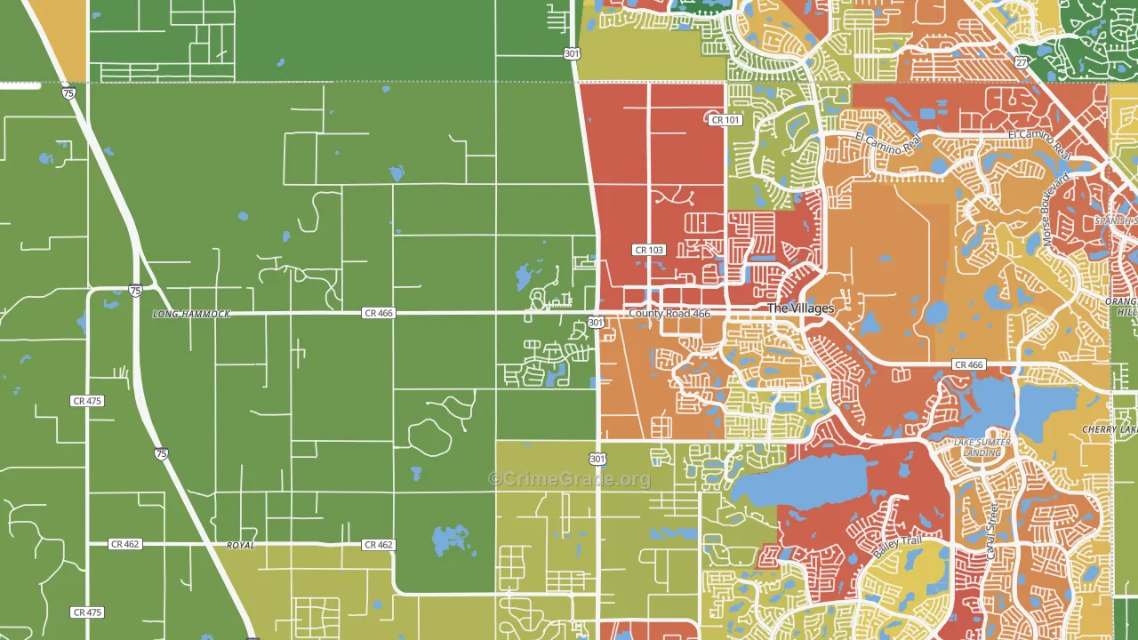 Oxford, FL Map of Drug-Related Crime Rates