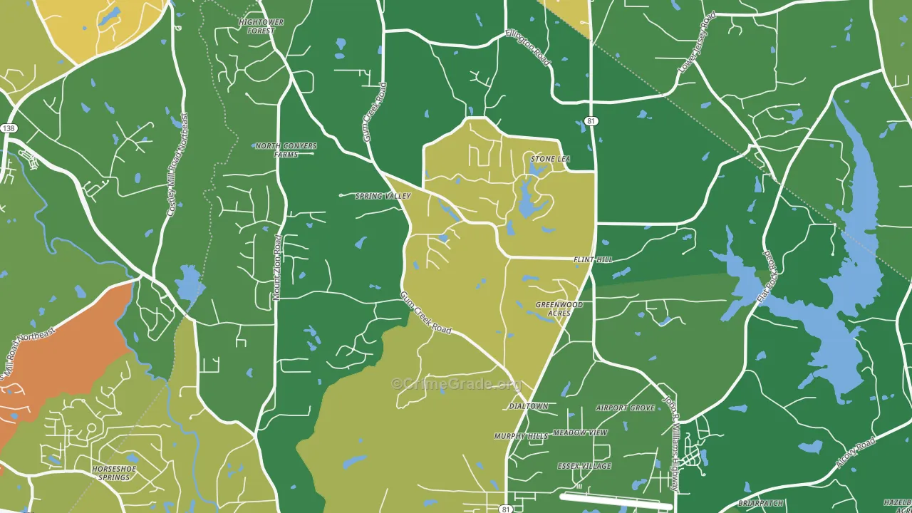 Oxford, GA Map of Drug-Related Crime Rates