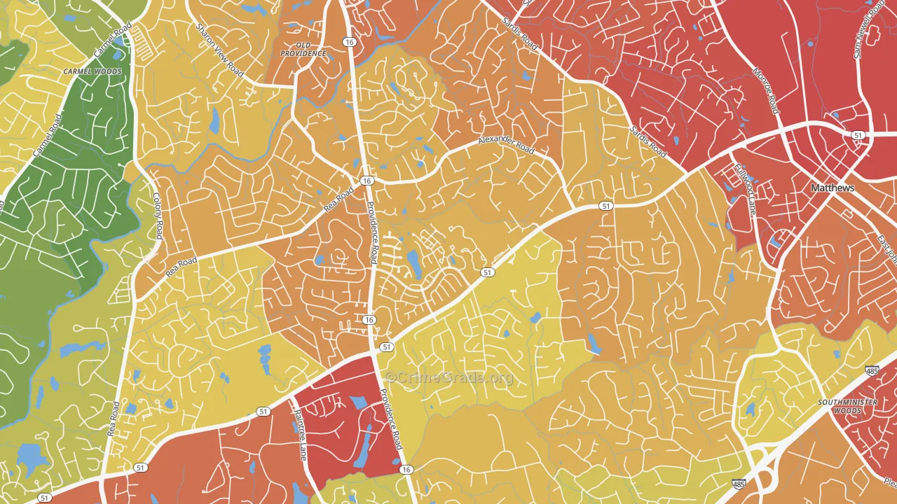 Oxford Hunt, Charlotte, NC Map of Drug-Related Crime Rates