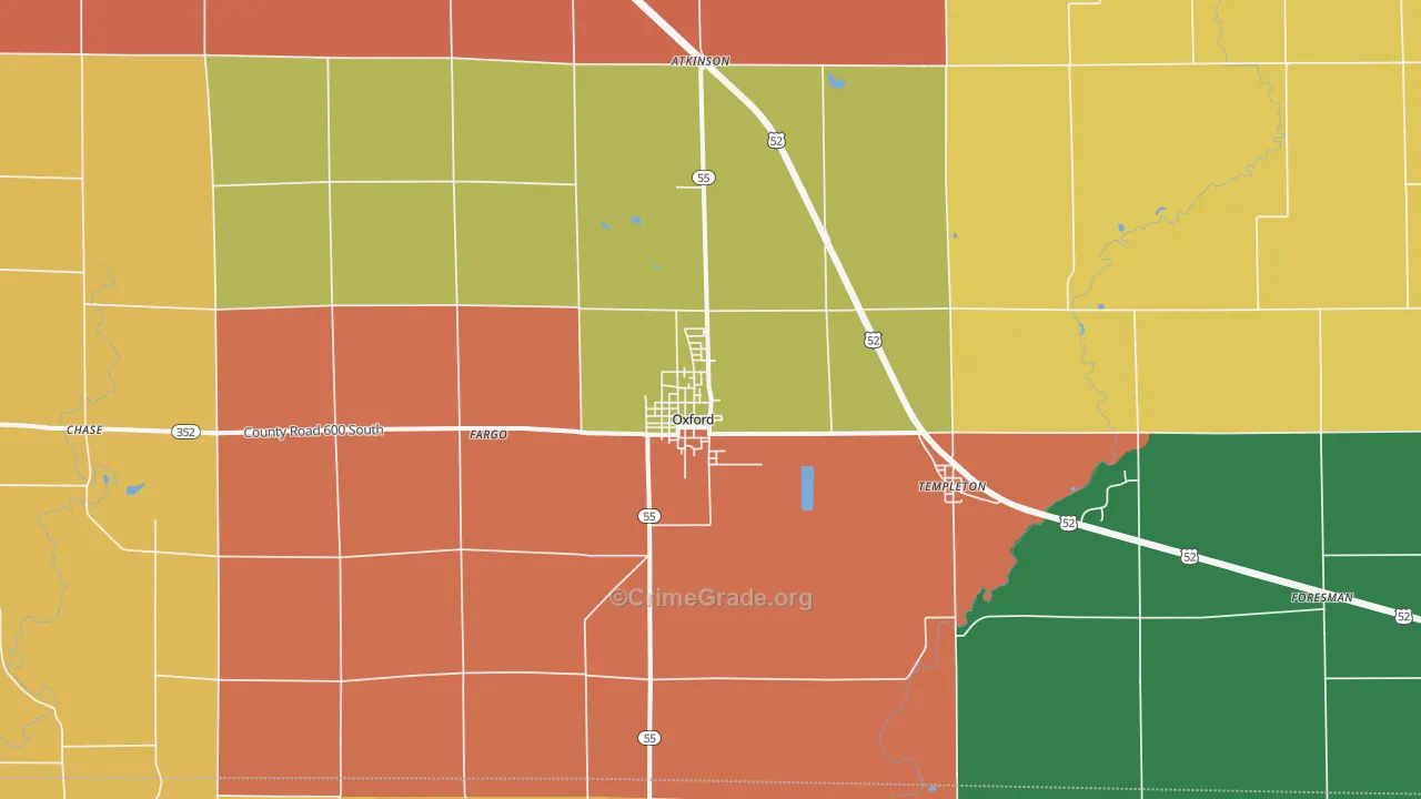 Oxford, IN Map of Drug-Related Crime Rates