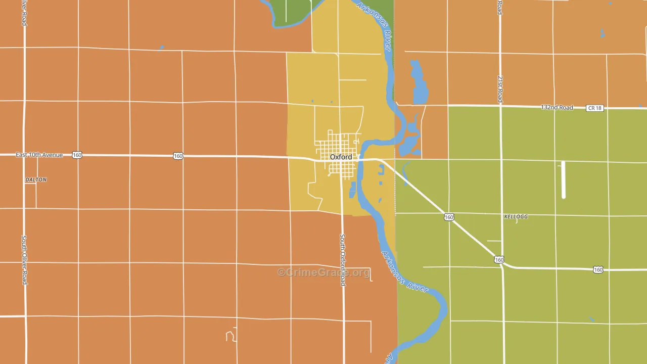 Oxford, KS Map of Drug-Related Crime Rates