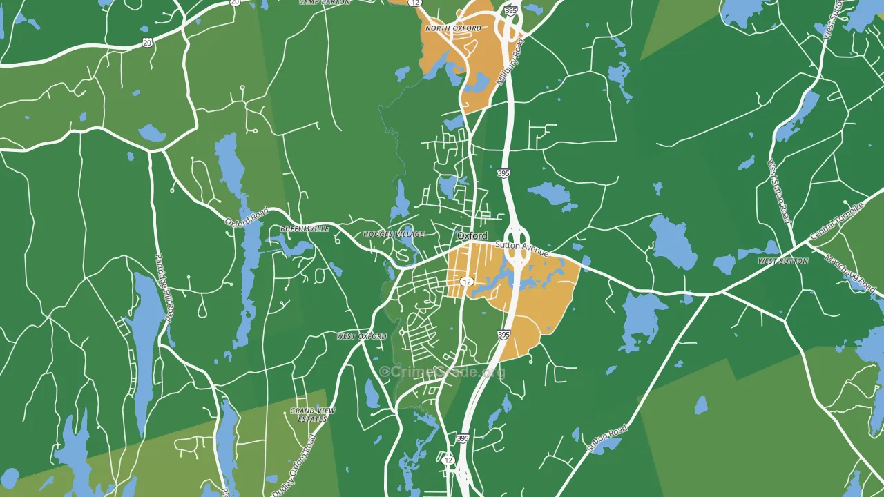 Oxford, MA Map of Drug-Related Crime Rates