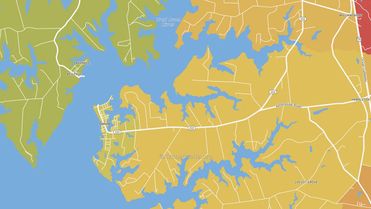 Oxford, MD Map of Drug-Related Crime Rates