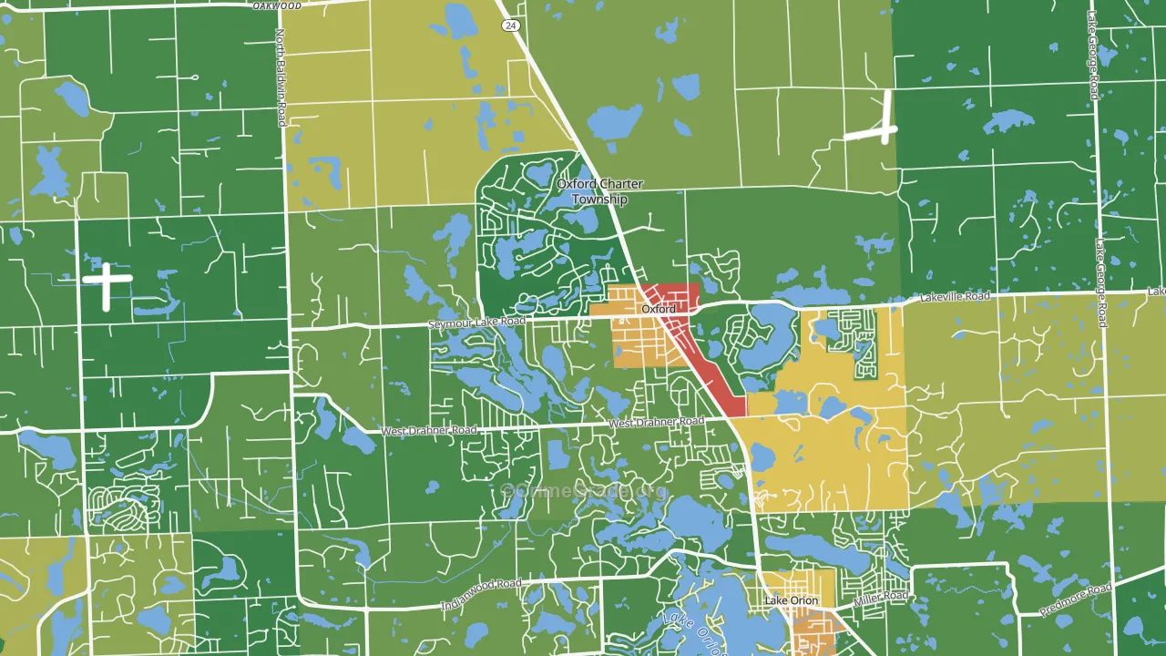 Oxford, MI Map of Drug-Related Crime Rates