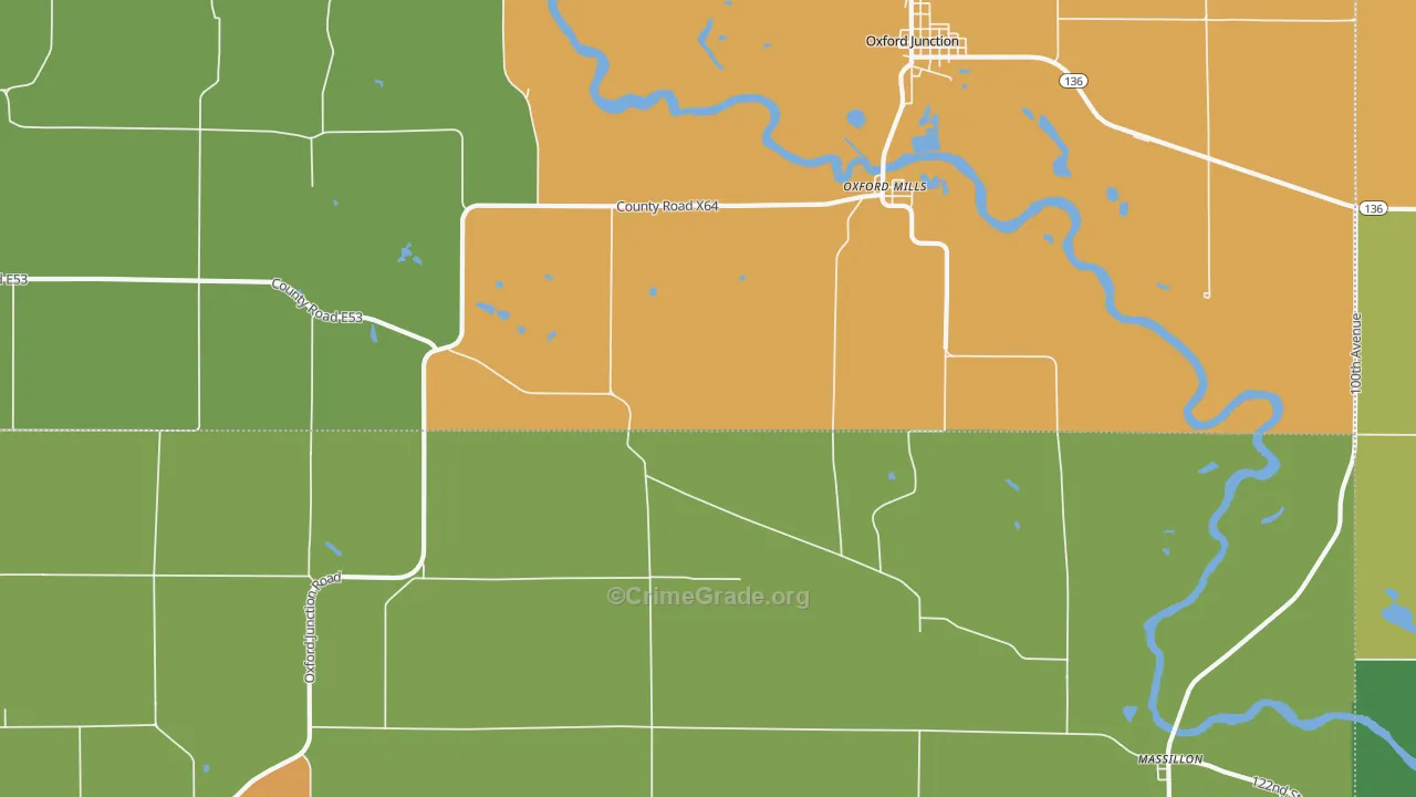 Oxford Mills, IA Map of Drug-Related Crime Rates