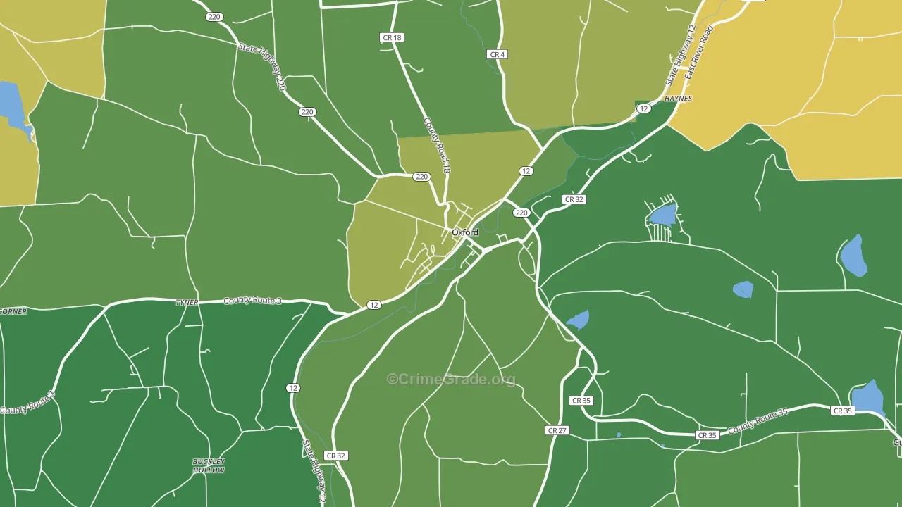 Oxford, NY Map of Drug-Related Crime Rates