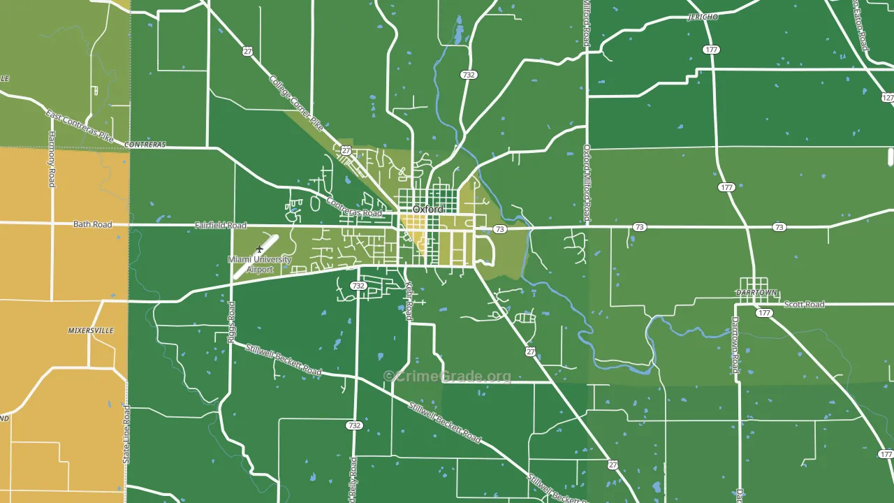 Oxford, OH Map of Drug-Related Crime Rates