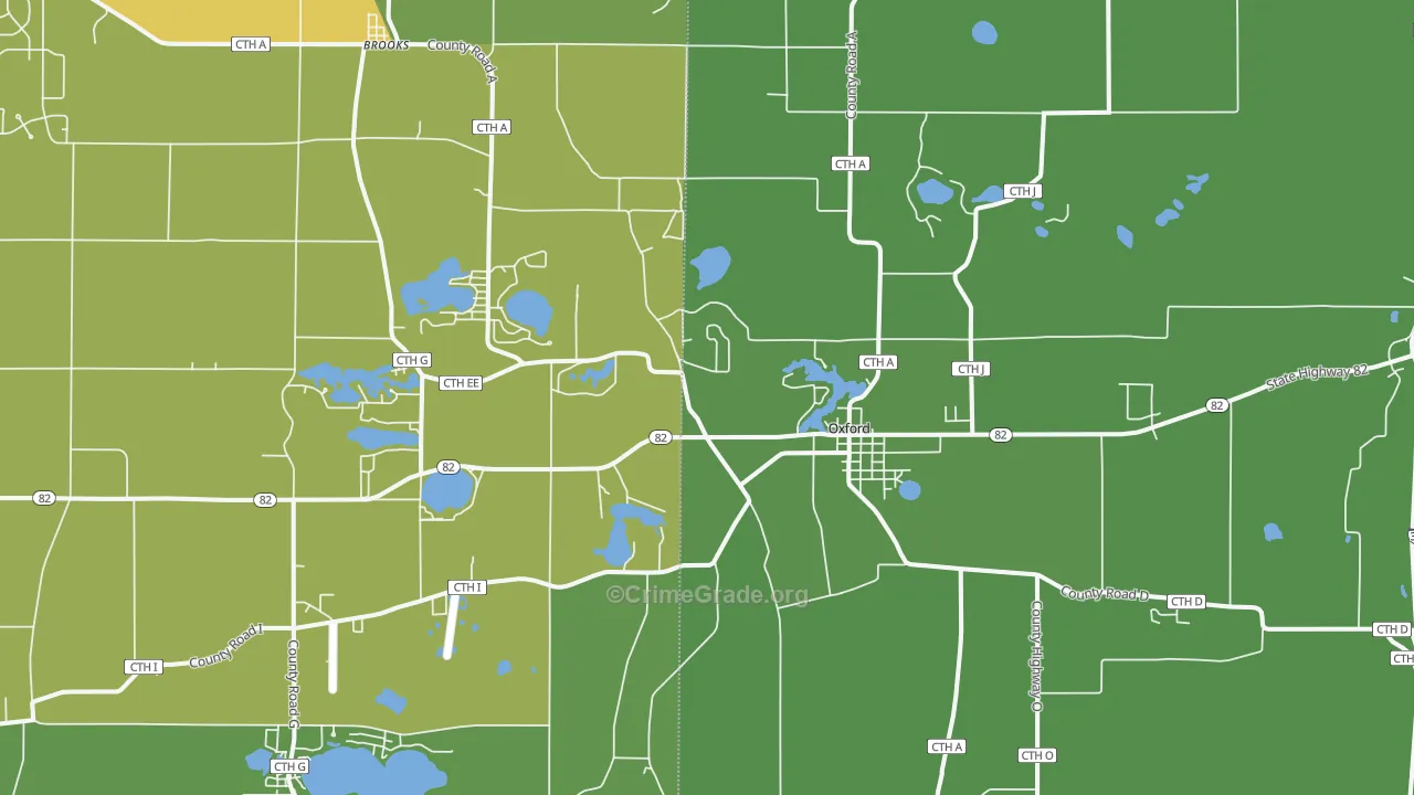 Oxford, WI Map of Drug-Related Crime Rates