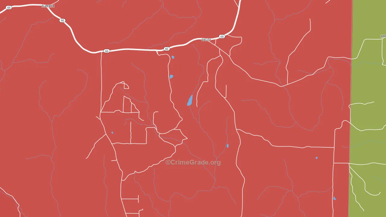 Oxley, AR Map of Drug-Related Crime Rates