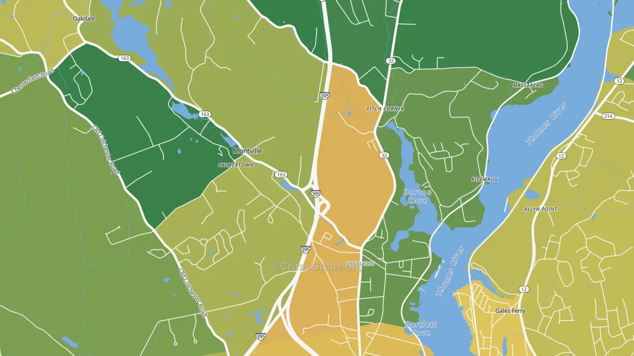 Oxoboxo River, CT Map of Drug-Related Crime Rates