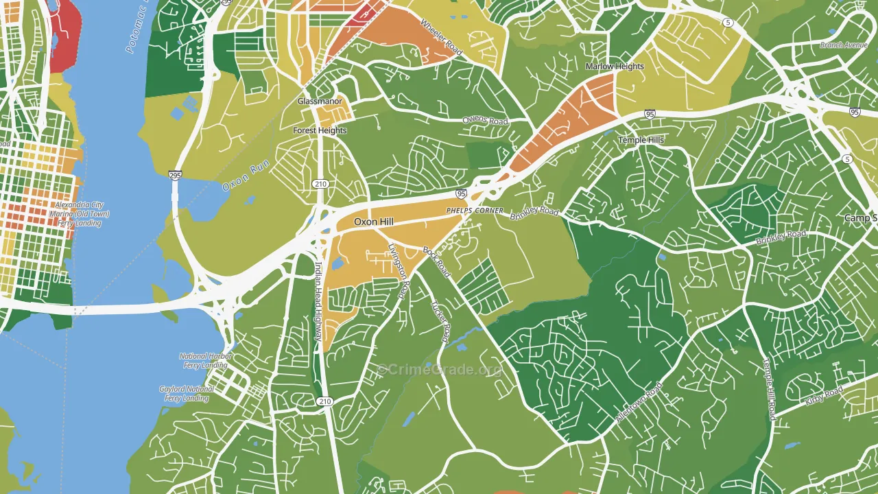 Oxon Hill-Glassmanor, Oxon Hill, MD Map of Drug-Related Crime Rates