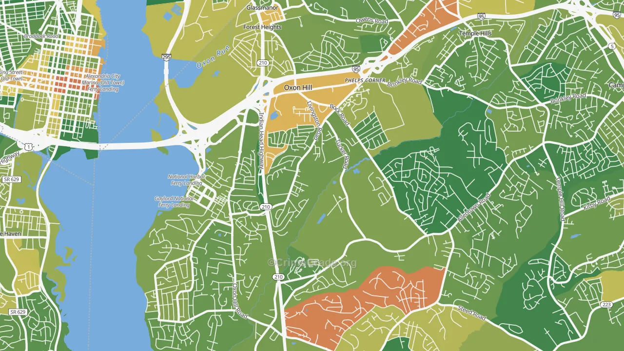 Oxon Hill, MD Map of Drug-Related Crime Rates