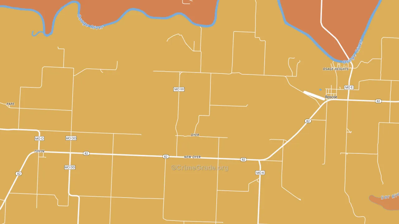 Oyer, MO Map of Drug-Related Crime Rates