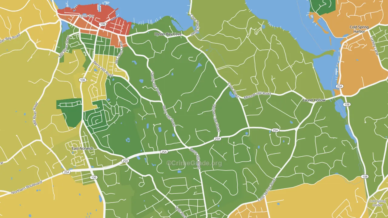 Oyster Bay Cove, NY Map of Drug-Related Crime Rates