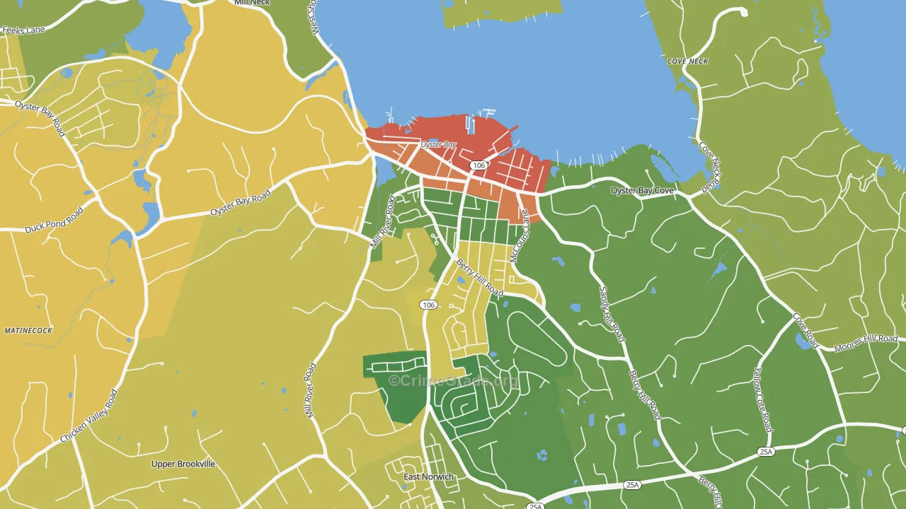 Oyster Bay, NY Map of Drug-Related Crime Rates