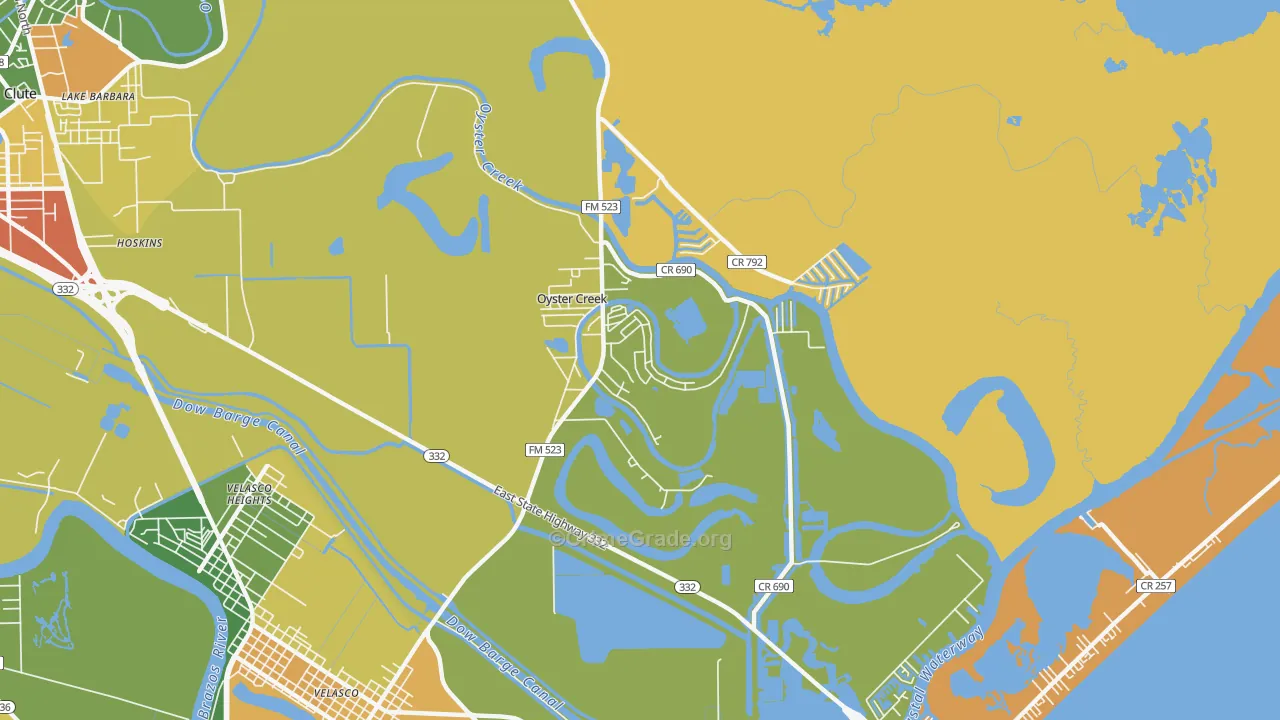 Oyster Creek, TX Map of Drug-Related Crime Rates