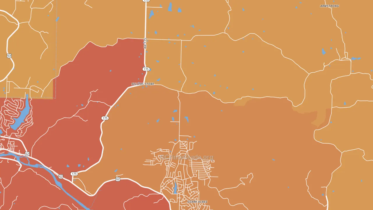 Ozark Acres, AR Map of Drug-Related Crime Rates