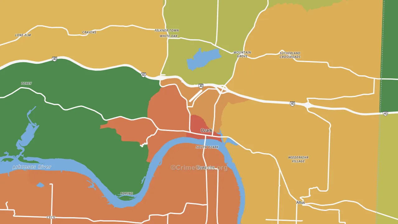 Ozark, AR Map of Drug-Related Crime Rates