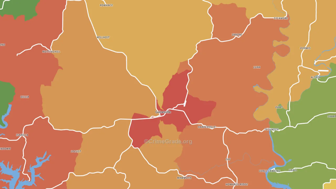 Ozark County, MO Map of Drug-Related Crime Rates