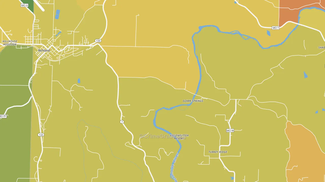 Ozark Springs, MO Map of Drug-Related Crime Rates