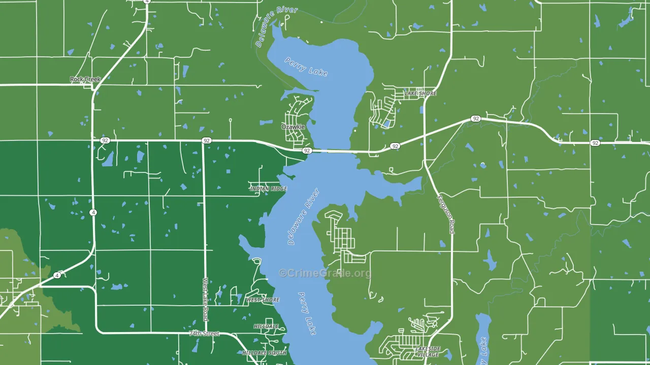 Ozawkie, KS Map of Drug-Related Crime Rates