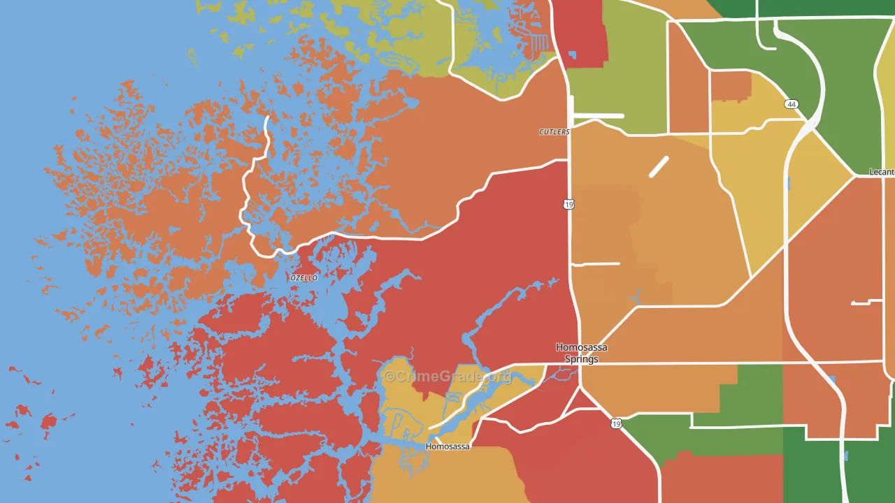 Ozello, FL Map of Drug-Related Crime Rates