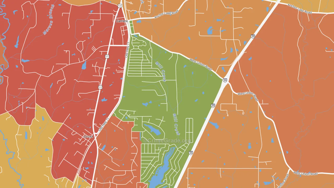 Ozona, MS Map of Drug-Related Crime Rates