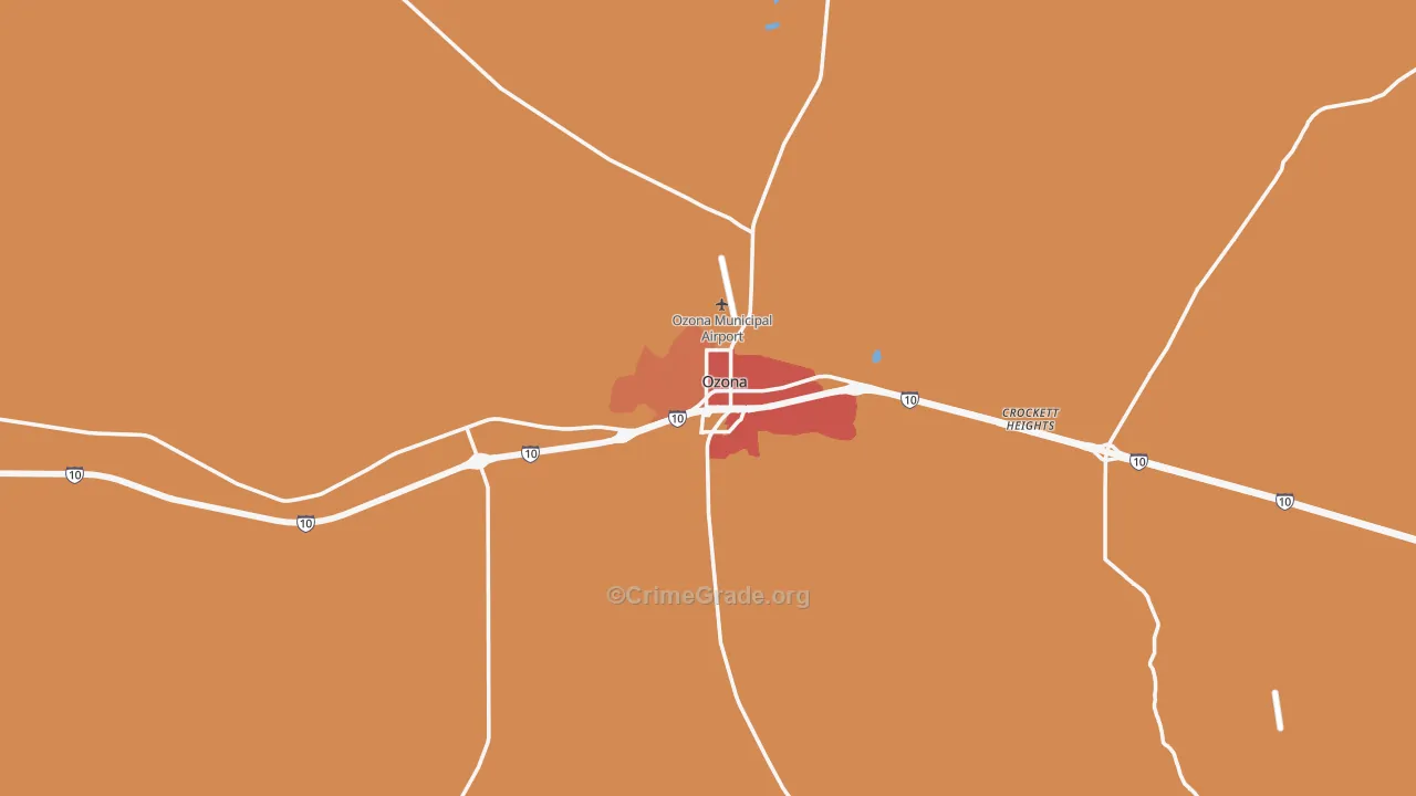 Ozona, TX Map of Drug-Related Crime Rates