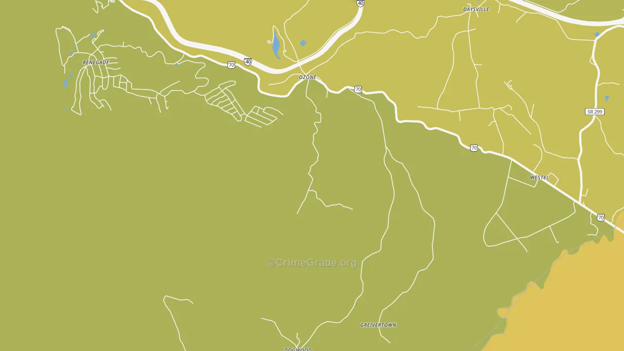 Ozone, TN Map of Drug-Related Crime Rates