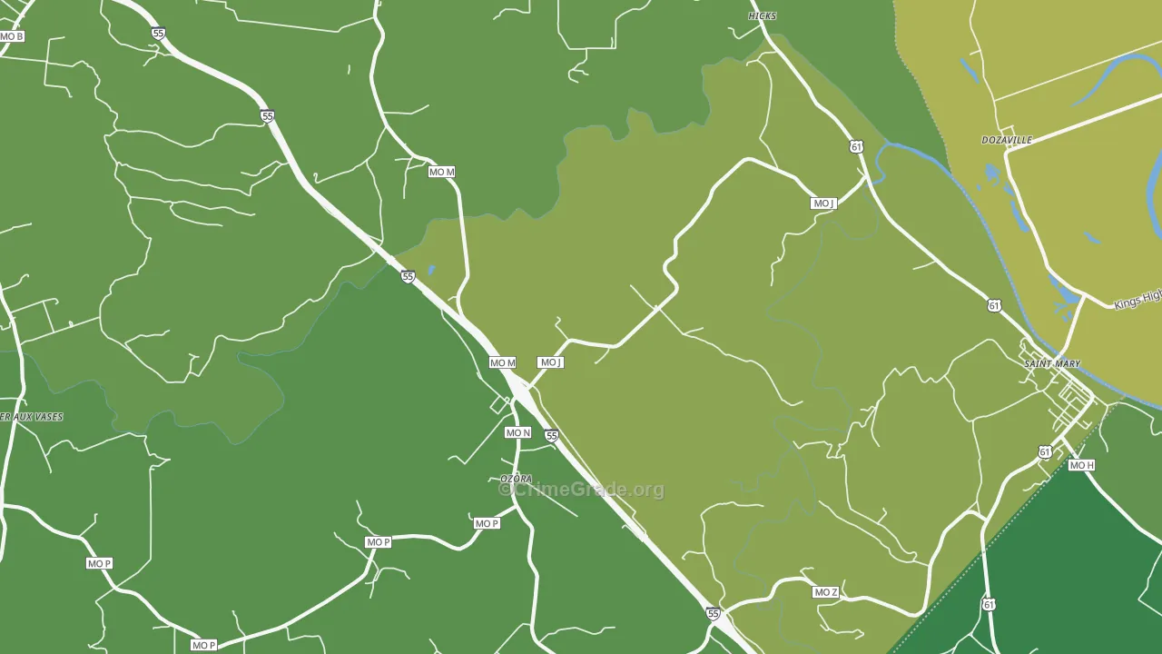 Ozora, MO Map of Drug-Related Crime Rates