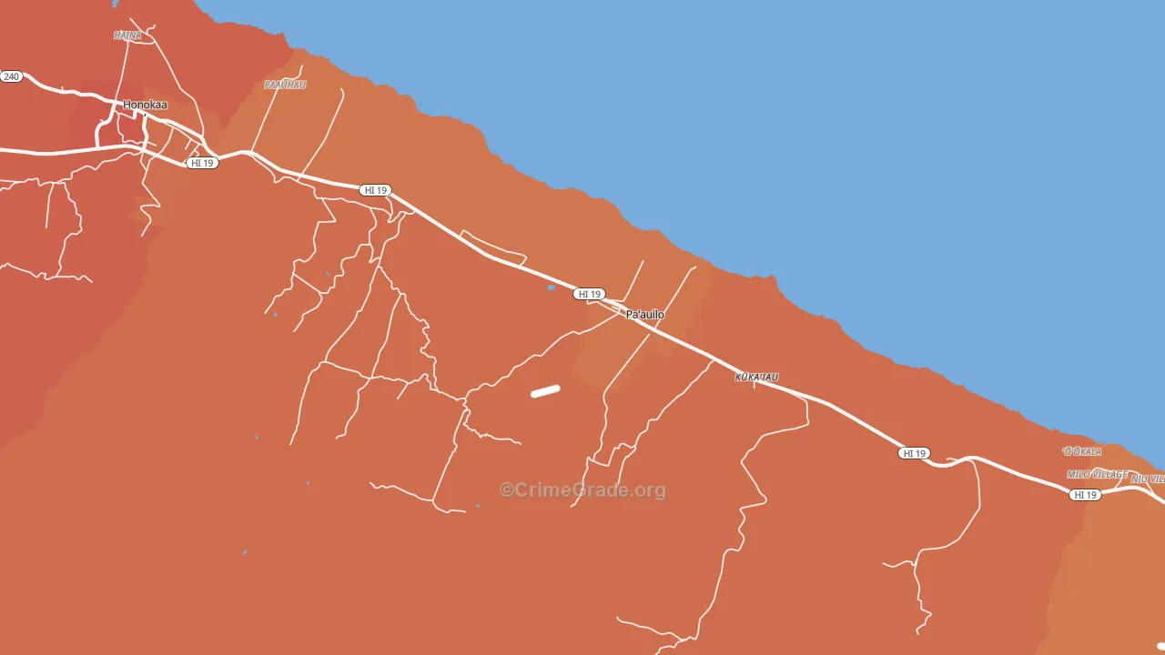 Paauilo, HI Map of Drug-Related Crime Rates