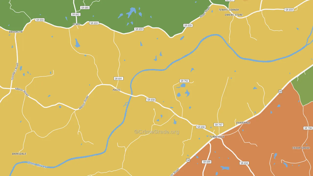 Paces, VA Map of Drug-Related Crime Rates