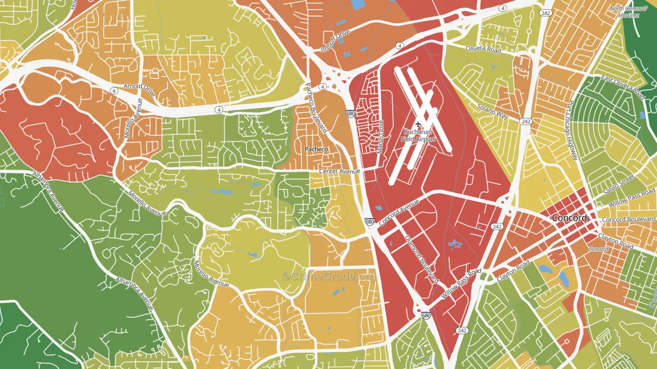 Pacheco-Martinez, Martinez, CA Map of Drug-Related Crime Rates
