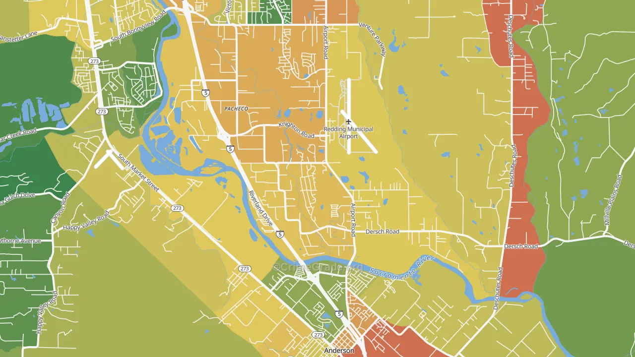 Pacheco, Redding, CA Map of Drug-Related Crime Rates