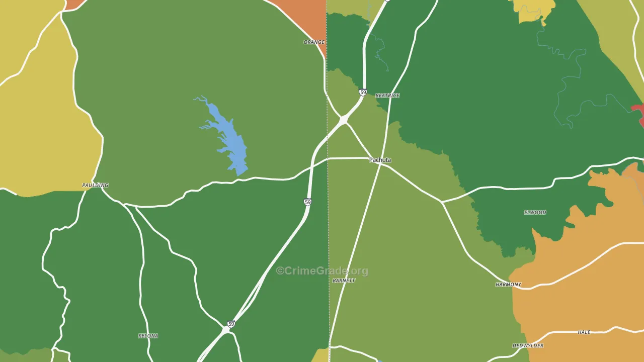 Pachuta, MS Map of Drug-Related Crime Rates