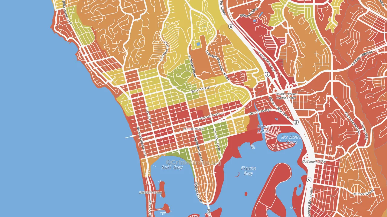 Pacific Beach, San Diego, CA Map of Drug-Related Crime Rates