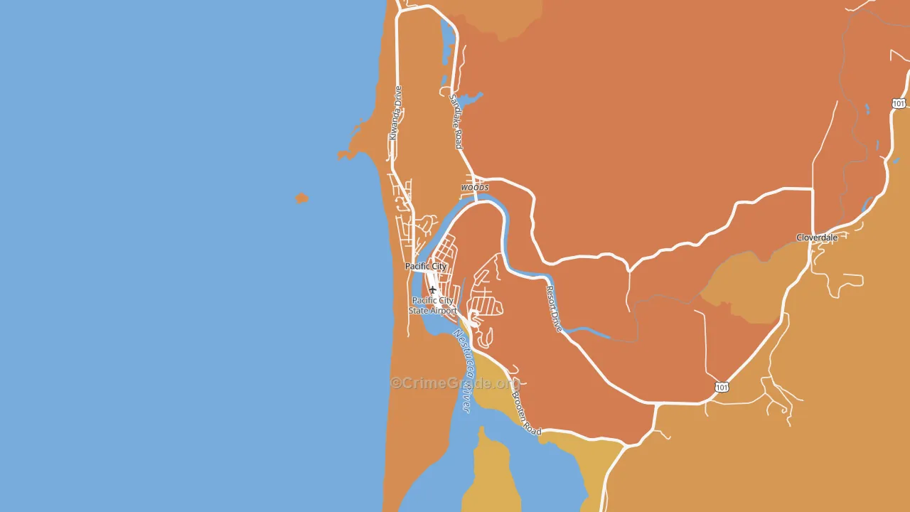 Pacific City, OR Map of Drug-Related Crime Rates